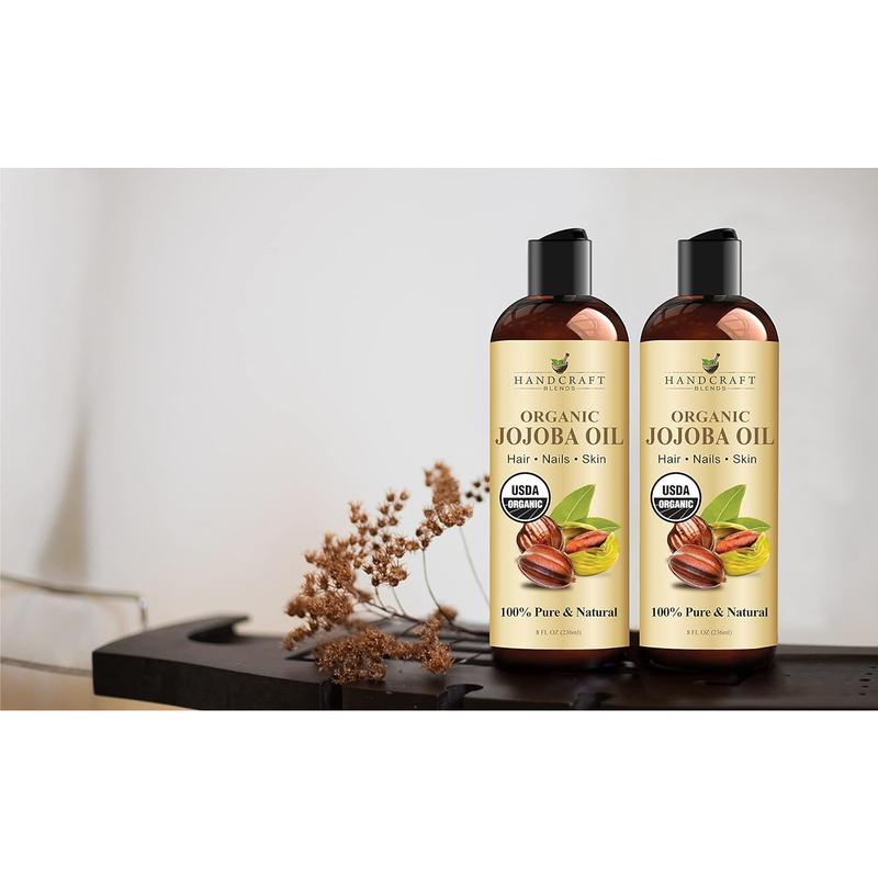 Handcraft Blends USDA Organic Jojoba Oil - 8 Fl Oz - 100% Pure and Natural - Premium Grade Oil for Face, Body and Hair - Anti-Aging Oil - Cold-Pressed and Hexane-Free - Packaging May Vary Handcraft Blends Handcraft Blends