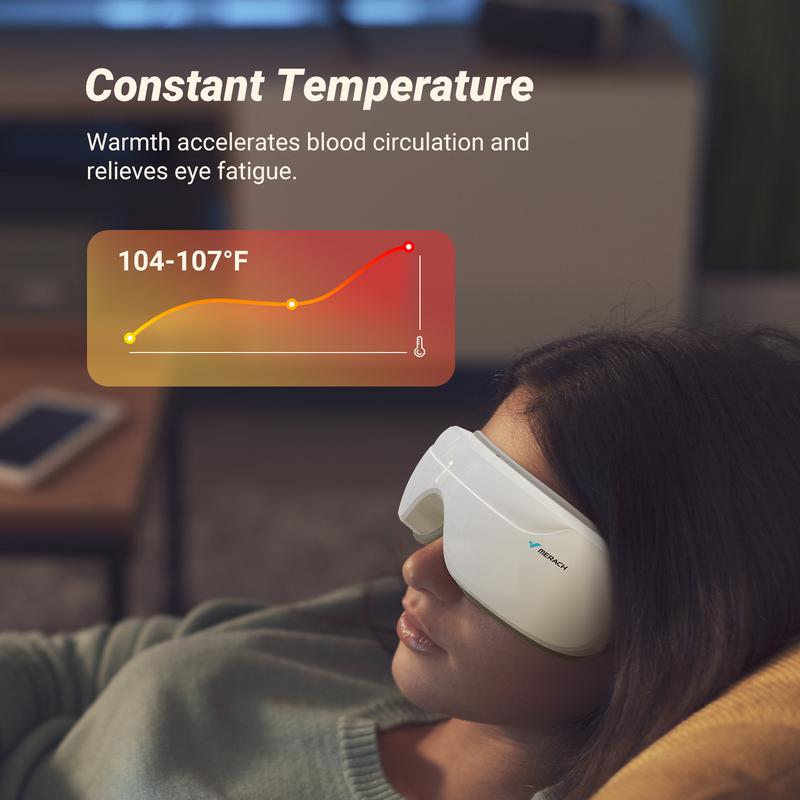 MERACH Eye Massager with Heat Compression and Bluetooth Music Eye Care Device Smart Eye Mask for Relax Birthday Gifts