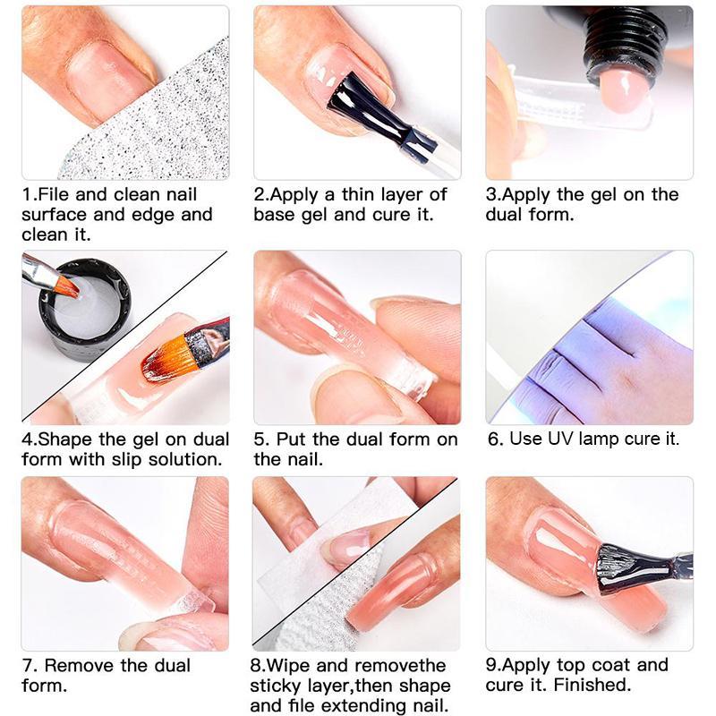 Nail Extension Gel Set, 10pcs set Professional Nail Art Gel, Quick Extended Hard Gel, Clear Gel Nail Polish, Home DIY Extend Nail Kit