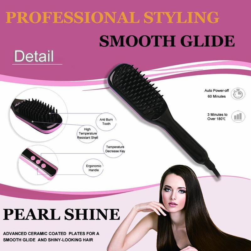 Hair Straightening Brush, Hair Straightening Comb, Negative Ion Hair Straightening Tool, Hair Styling Tool for Women & Girls