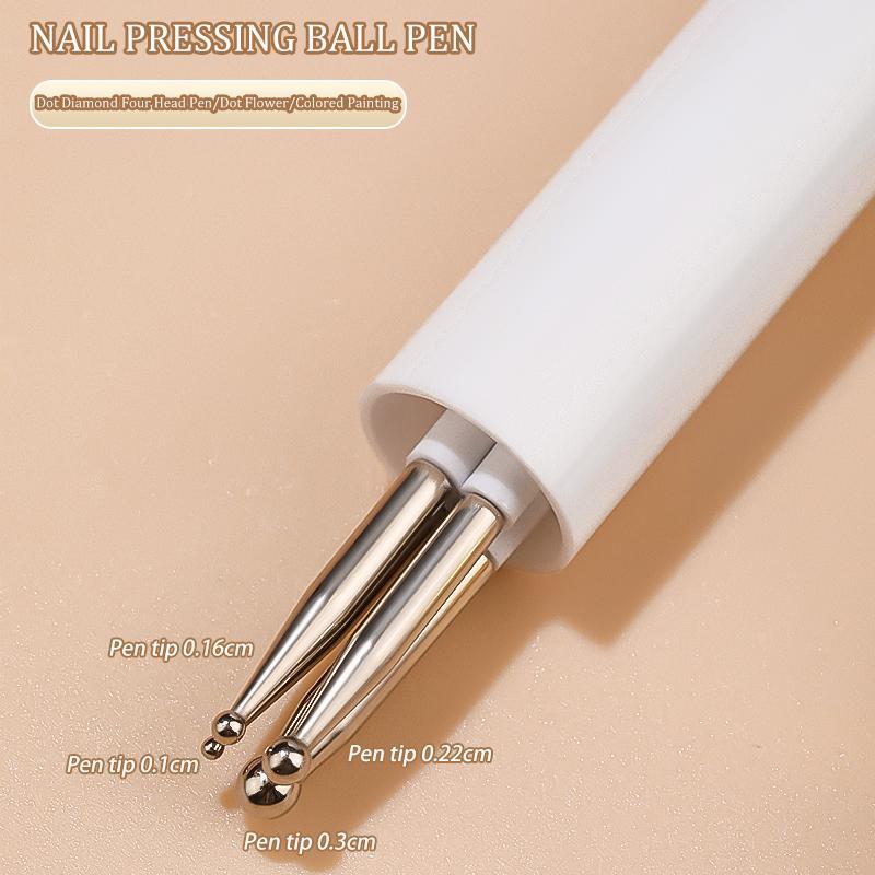 Nail Art Dot Pen, 4 in 1 Press Dot Drill Pen, Manicure & Pedicure Tool for Home & Beauty Salon