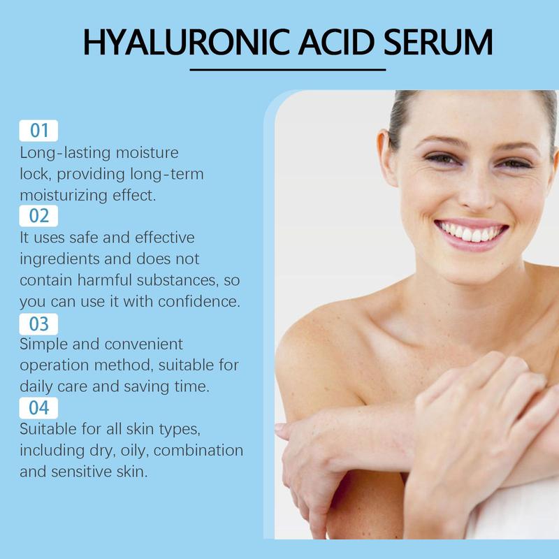 Hyaluronic Acid Serum with Micro Needle Roller Applicator, Deeply Moisturizing Facial Serum, Hydrating Facial Essence, Face Lotion for Women & Men