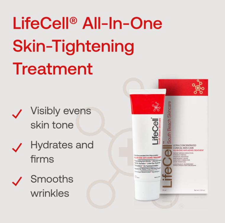 LifeCell South Beach Skincare All In One Anti-Aging Treatment  Moisturizers & Skin Repair 2.54 OZ