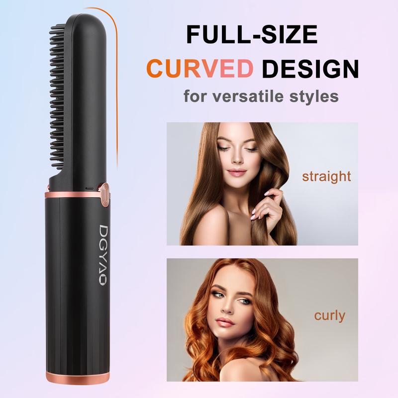 [Black Friday]DGYAO Cordless Hair Straightener Brush ,for Travel Straight Hair Comb Ceramic Coating, Lightweight for Touch-ups Comfort