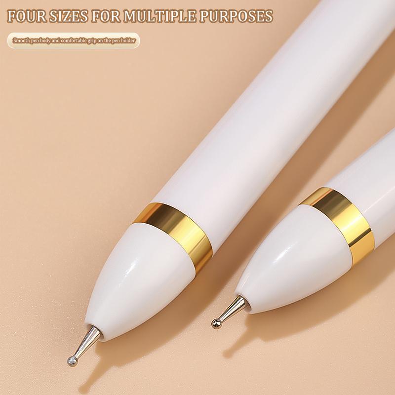 Nail Art Dot Pen, 4 in 1 Press Dot Drill Pen, Manicure & Pedicure Tool for Home & Beauty Salon