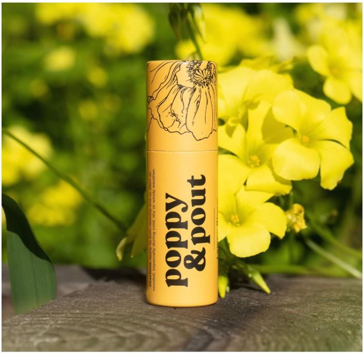 Poppy & Pout Lemon Bloom Jumbo Lip Balm | All Natural Lip Balms & Moisturizers | Hydrates with Beeswax, Vitamin E, Organic Coconut Oil | Cruelty-Free | Lip Balm in Recyclable Cardboard Tube