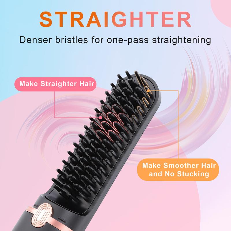 [Black Friday]DGYAO Cordless Hair Straightener Brush ,for Travel Straight Hair Comb Ceramic Coating, Lightweight for Touch-ups Comfort