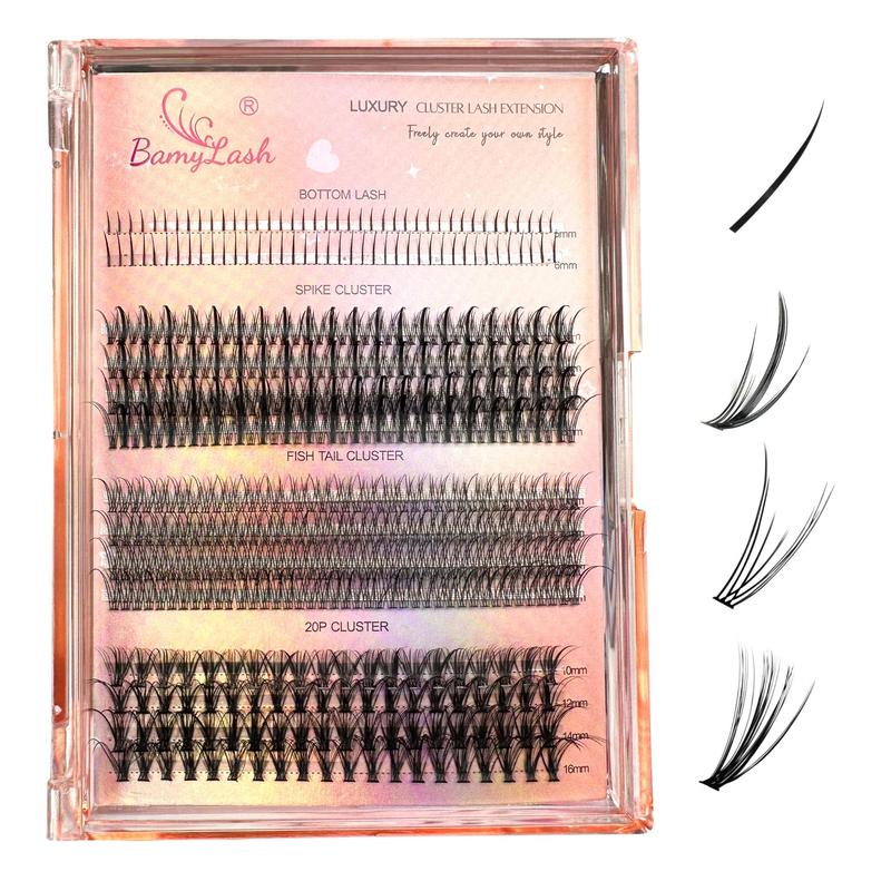 D Curl Mixed Size Individual False Eyelashes, 1 Set Natural Look Eyelash Extensions, Self Grafting Eyelash Clusters, False Eyelashes Clusters