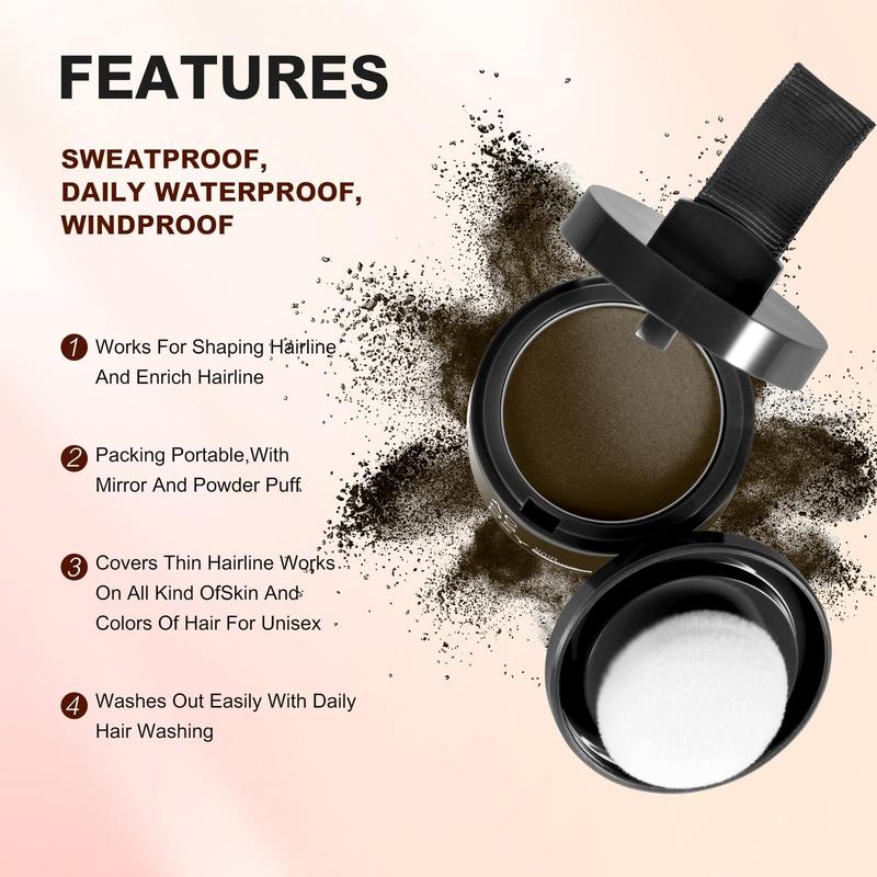 Root Cover Up Hair and Beard Line Powder - Dark Brown for Women's Eyebrows, Men's Gray Hair Coverage, Bald Spots (Dark Brown)