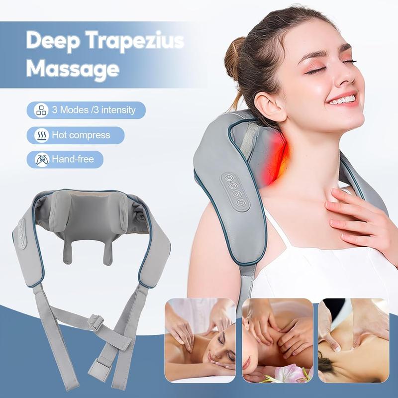 Neck & Shoulder Massager, Back Massager with Heat, Deep Kneading Electric Massage Pillow for Neck, Back, Shoulder, Foot, Body