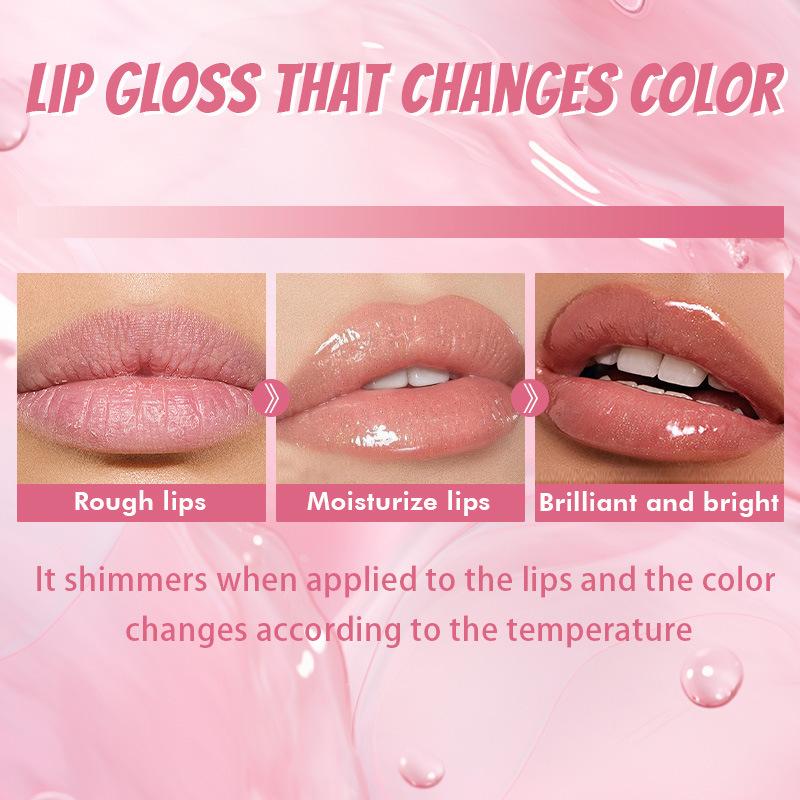 Color changing lip oil moisturizing easy color moisturizing not easy to stick cup color changing lip glaze toot lip makeup lip glow Bright Skincare brown  lip