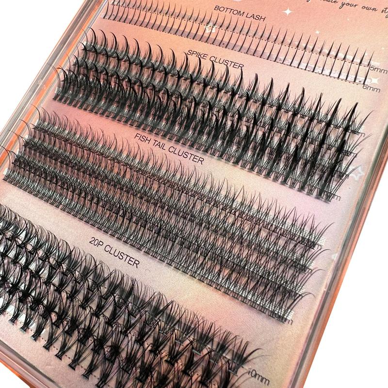 D Curl Mixed Size Individual False Eyelashes, 1 Set Natural Look Eyelash Extensions, Self Grafting Eyelash Clusters, False Eyelashes Clusters