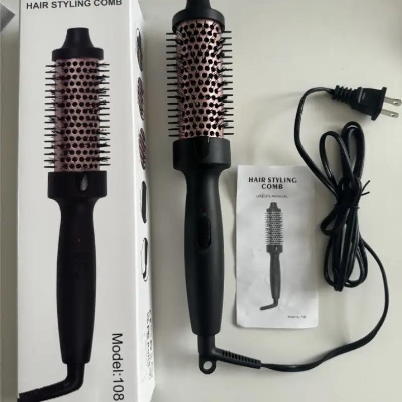 Hair Curler, 1 Box Thermal Round Brush, Dual Voltage Ionic Heated Round Brush, Curling Wand, Easy To Use Hair Styling Tool for Women & Girls