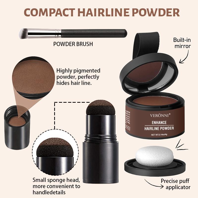 Hairline Cover Cushion Powder with Brush, 3 Counts set Natural Instant Waterproof Hairline Shadow Concealer, Hair Styling Product for Men & Women