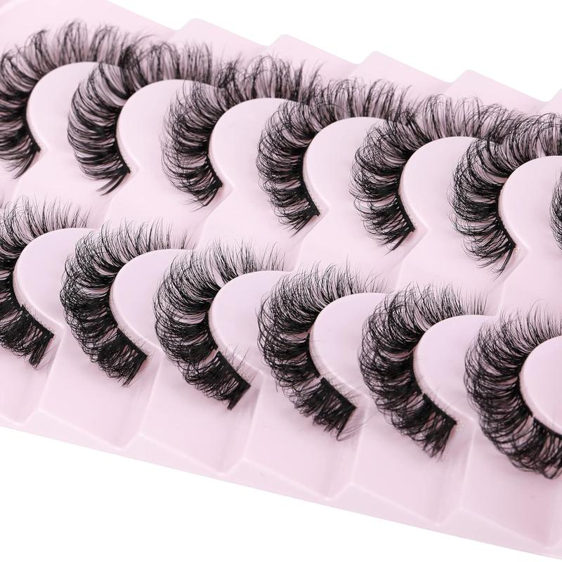 D Curl False Eyelashes with Eyelash Glue & Tweezers, 1 Set Natural Curling Fake Eyelash for Eyelashes Extensions, Volumized Faux Lashes for Makeup Enhancement