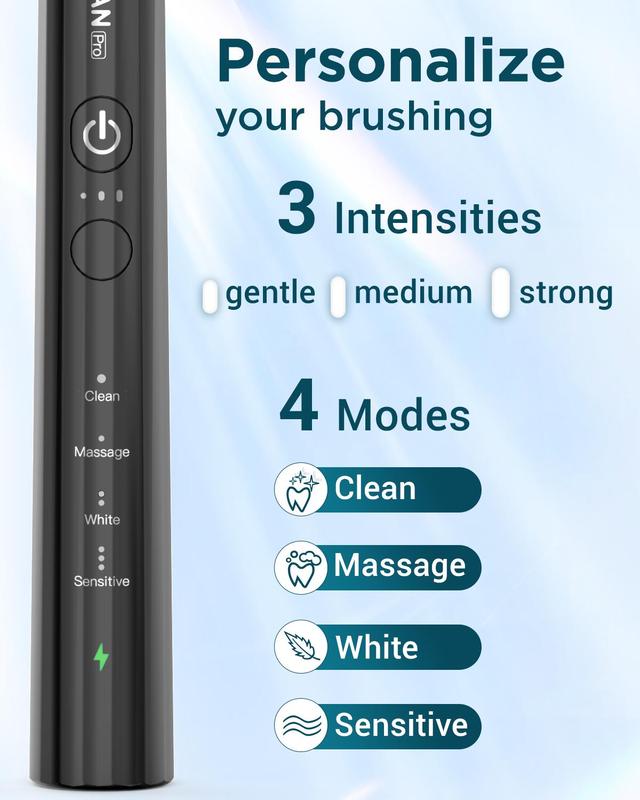 PHYliAN  Sonic Electric Toothbrush Sonic Toothbrush - PHYLIAN U15 Travel Toothbrushes Electric Sonic Toothbrush, Electric Toothbrush with 6 Heads, 4 Modes, Timer-Black Friday Cyber Monday Christmas Day Gift