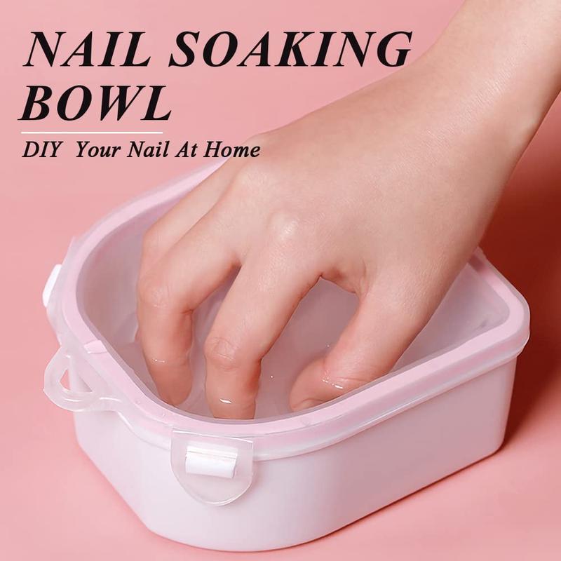 Nail Soaking Bowl, Gel Nail Polish Remover Kit, Manicure Bowl for Hand, Dip Powder Remover Tools, Nail Soak Off Bowl for Acrylic Nails, Nail Brush, Cuticle Pusher, Cuticle Peeler, 100180 Nail File,