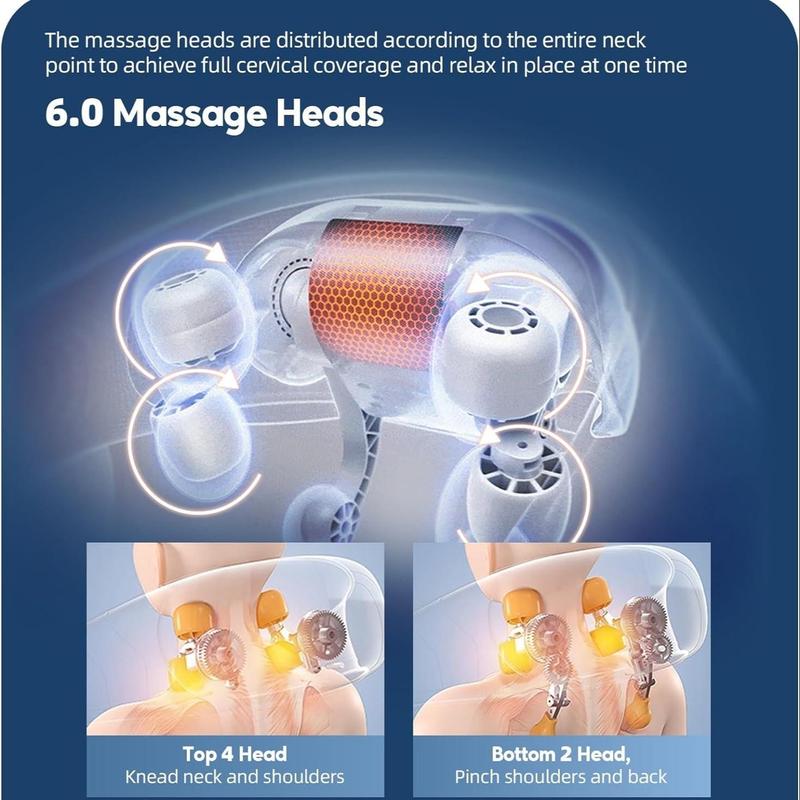 Neck & Shoulder Massager, Back Massager with Heat, Deep Kneading Electric Massage Pillow for Neck, Back, Shoulder, Foot, Body