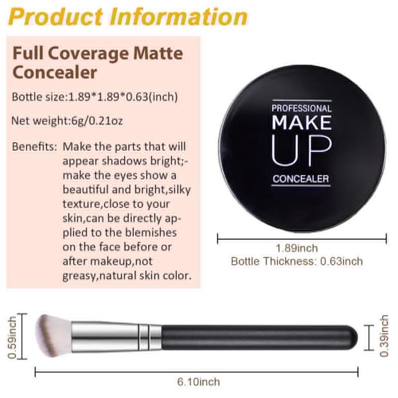 Concealer Full Coverage Set,under Eye Brightener Concealer for Conceals Dark Circles,Waterproof Foundation Face Makeup Brush Kit,Color Correcting Concealer,Eye Ring corrector de ojeras 02