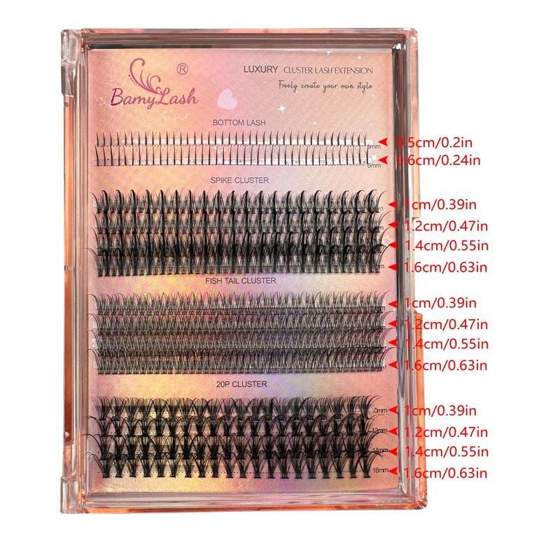 D Curl Mixed Size Individual False Eyelashes, 1 Set Natural Look Eyelash Extensions, Self Grafting Eyelash Clusters, False Eyelashes Clusters