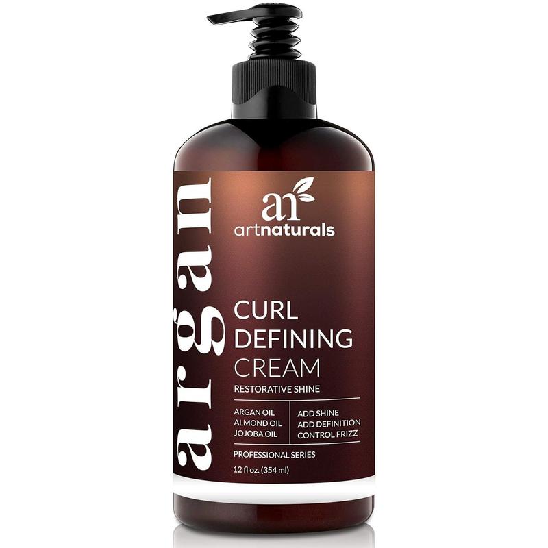 Curl Defining Cream-Moisturizer & Enhancer w Almond, Jojoba & Argan Oil & Natural Frizz Control - for Wavy & Curly Hair Products - Sulfate Free - 12 Oz for Women and Men