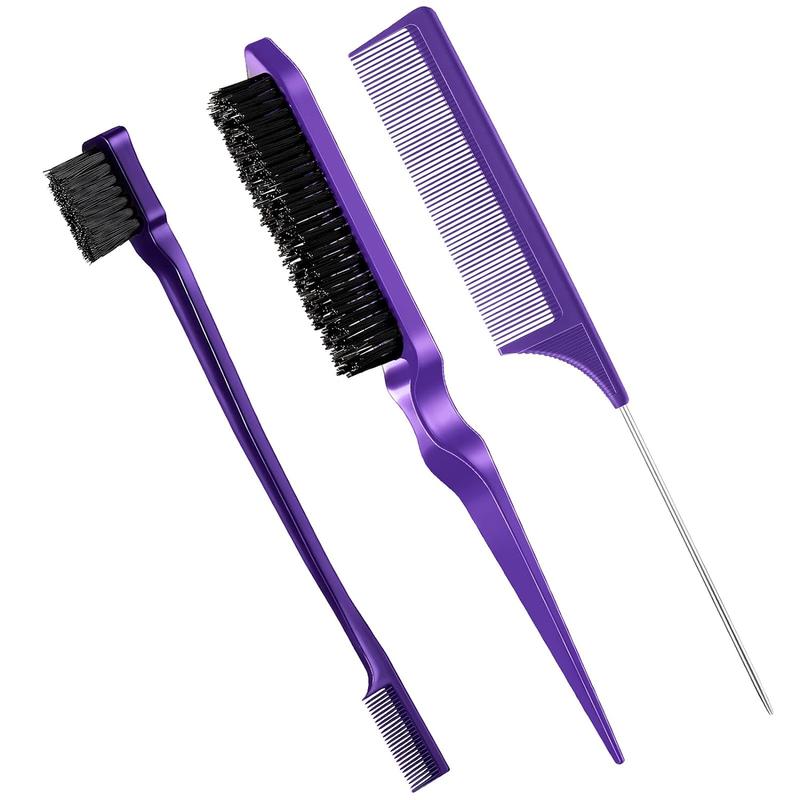 3 Pcs Slick Back Hair Brush Set Bristle Hair Brush Edge Control Brush Teasing Comb