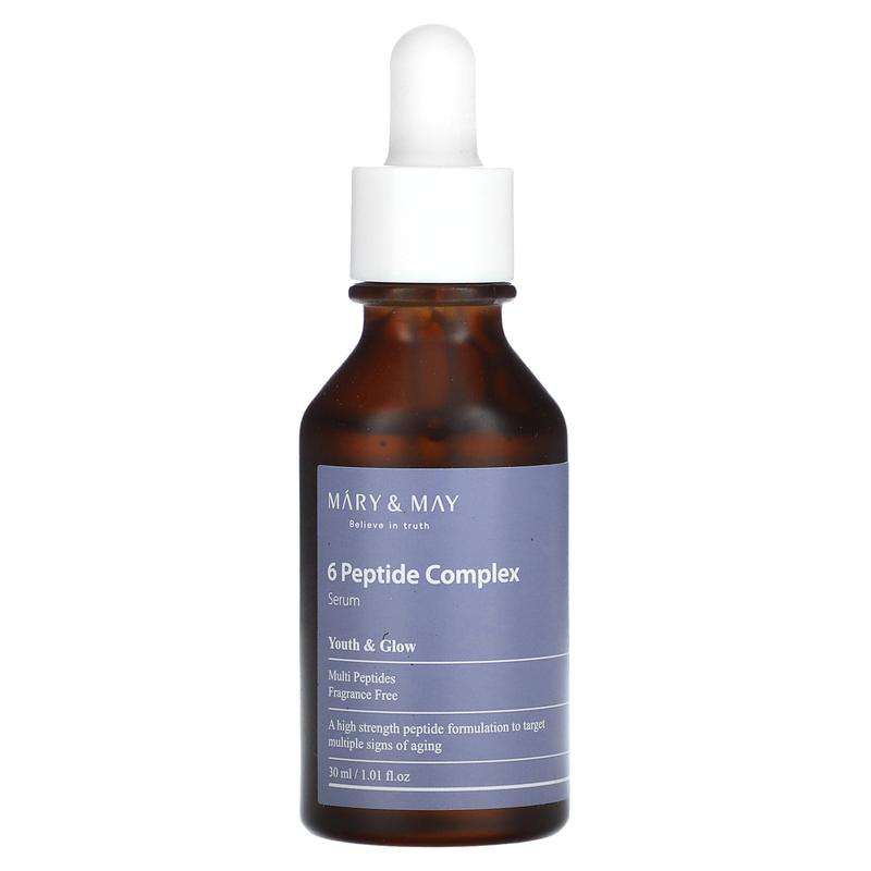 Mary & May 6 Peptide Complex Serum, Fragrance Free, 1.01 fl oz (30 ml)