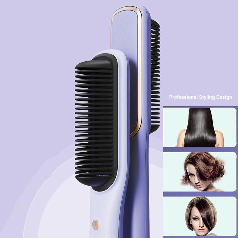 Hair Straightener Brush with 5 Temp, Negative Ion Styling Comb, Curler,Straightening Comb Heated Hair Brush 31s Fast Heating Anti-Scald Professional Salon Women's Hairstyle Tools