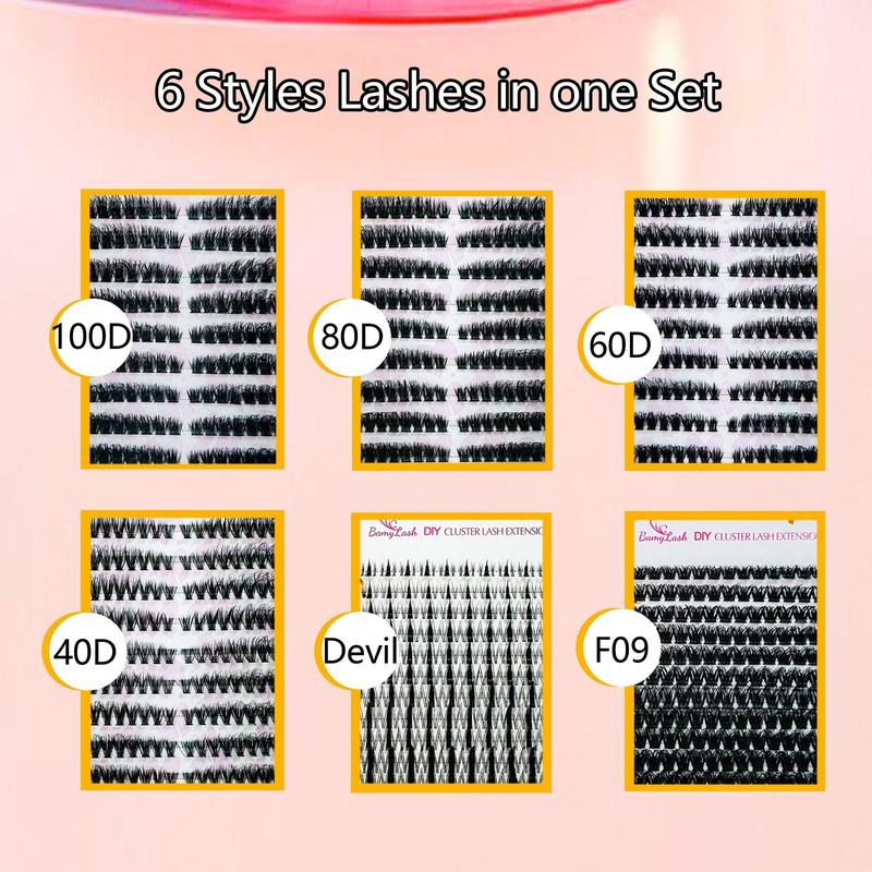 Fluffy False Eyelashes with Eyelash Glue & Tweezers & Glue Remover, 10pcs set Natural Curling Wispy Faux Cluster Lashes, Lengthening Volumizing False Eyelashes for Women and Girls