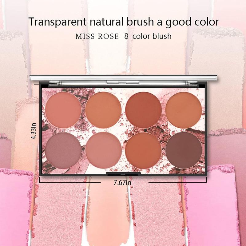 8 Colors Blush Palette, Matte Mineral Blush Powder Bright Shimmer Face Blush,Contour and Highlight Blush Palette,Professional Facial Beauty Cosmetic Makeup Blush