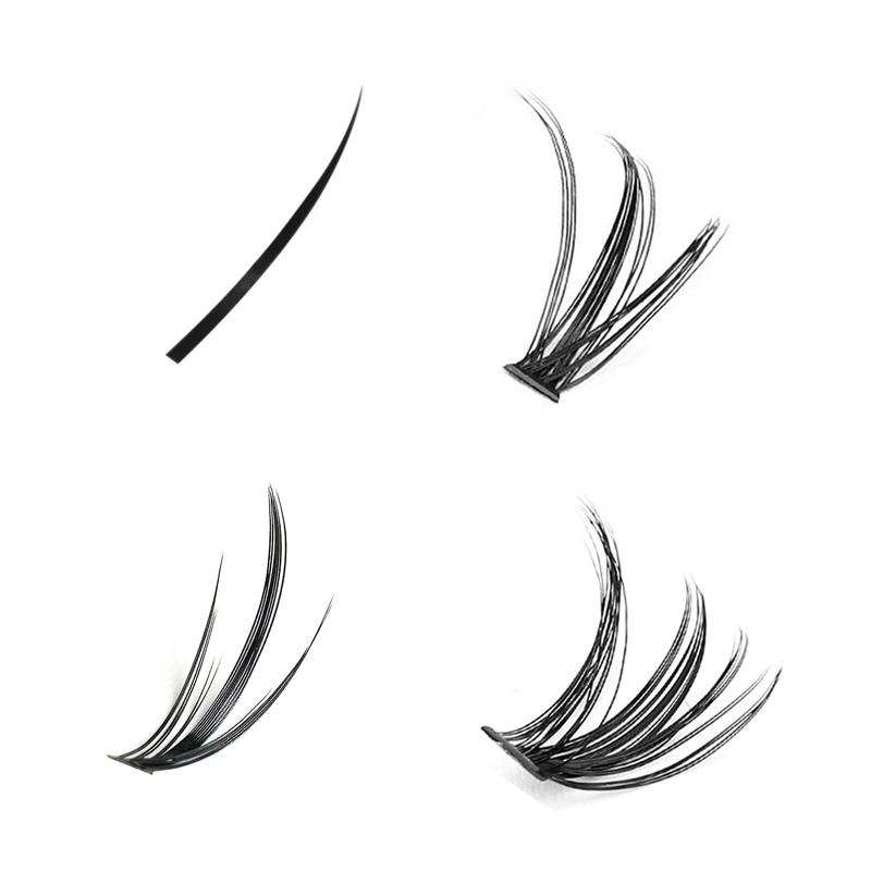 D Curl Mixed Size Individual False Eyelashes, 1 Set Natural Look Eyelash Extensions, Self Grafting Eyelash Clusters, False Eyelashes Clusters