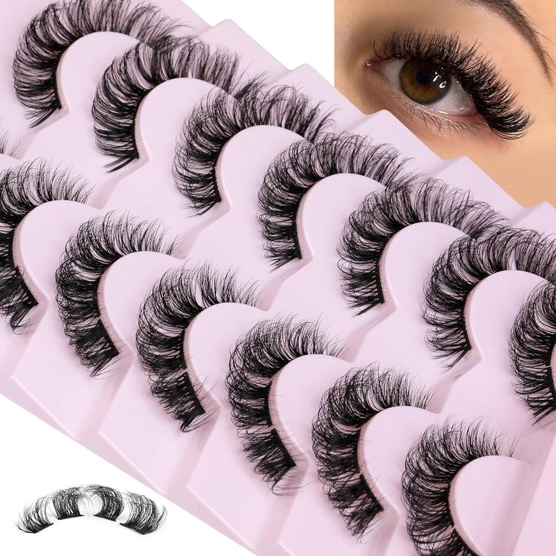 D Curl False Eyelashes with Eyelash Glue & Tweezers, 1 Set Natural Curling Fake Eyelash for Eyelashes Extensions, Volumized Faux Lashes for Makeup Enhancement