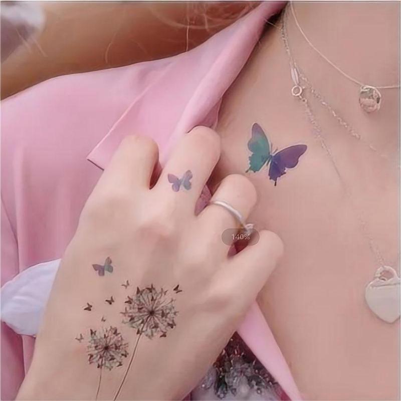 Random Color Butterfly Pattern Temporary Tattoo, 3D Butterfly Tattoo Sticker, Realistic Fake Tattoo For Women & Girls, Body Art Tattoo Sticker For Adults, Party Decoration