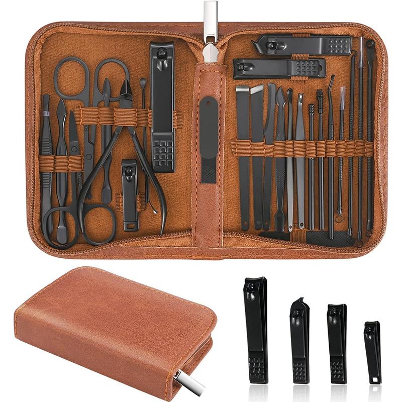 Manicure Set Professional Nail Clipper Kit-26 Pieces Stainless Steel Manicure Kit,nail Care Tools with Luxurious Travel Case