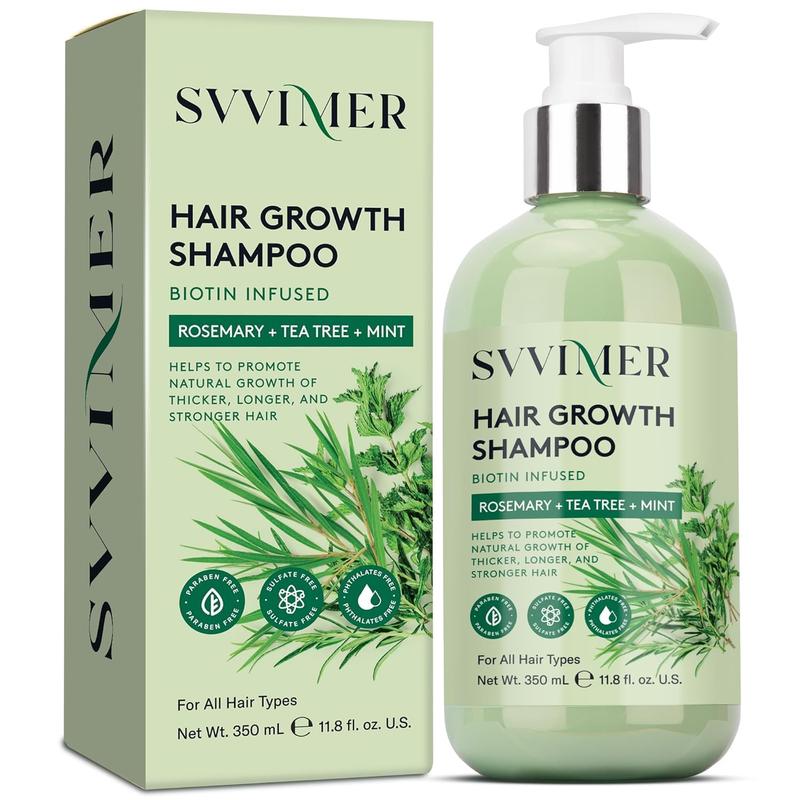 Svvimer Rosemary Hair Growth Shampoo – Biotin & Tea Tree Oil Thickening Shampoo for Hair Loss & Thinning, Sulfate-Free, for Women & Men, 11.8 fl oz