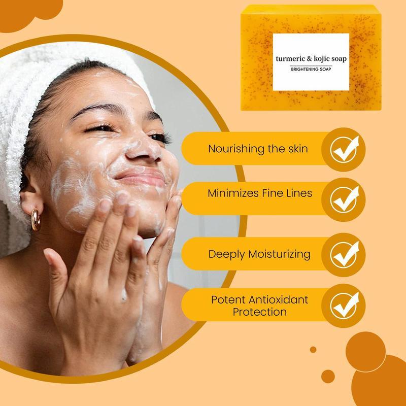 Turmeric & Kojic AcidBrightening Soap, Kojic Acid Soap, SoapBody Care Body Wash Lemon FlawlessOrganic Facial Cleansing Skincare SkinRepair Radiant