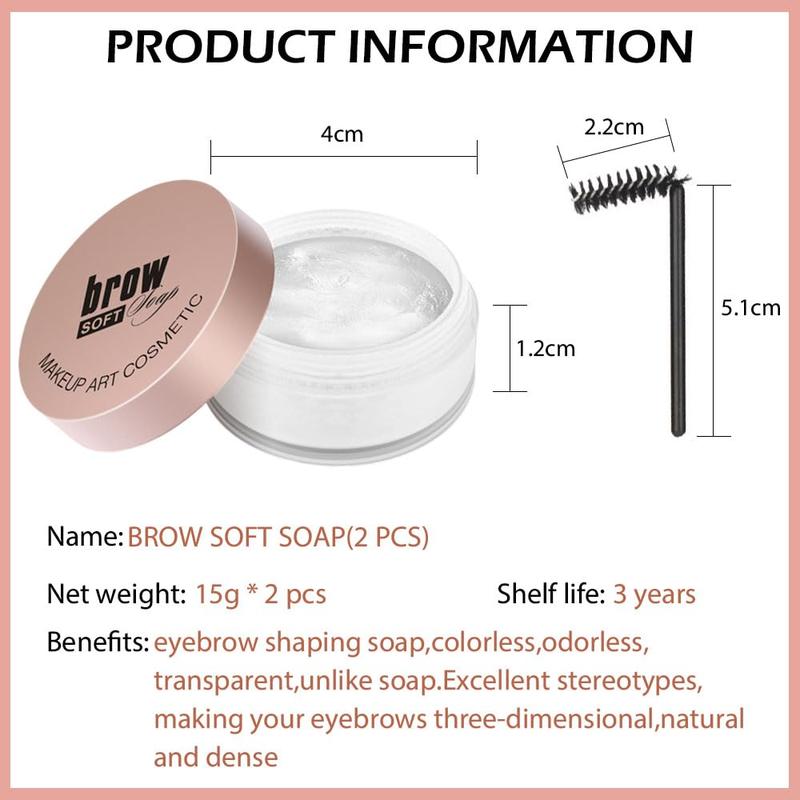 Soap brows kit, 2 pcs set eyebrow freeze styling wax, long-lasting eyebrows enhancer shaping clear tint gel, eye brow makeup balm pomade cosmetics (2PCs 01 #)