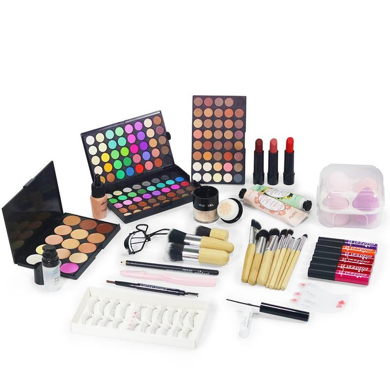 All-in-one Makeup Kit Gift Set Includeing Eyeshadow Palette, Foundation, Lip Gloss, Blush, Brushes, Eyeliner, 1 Set Makeup Tools for Professional and Personal Use