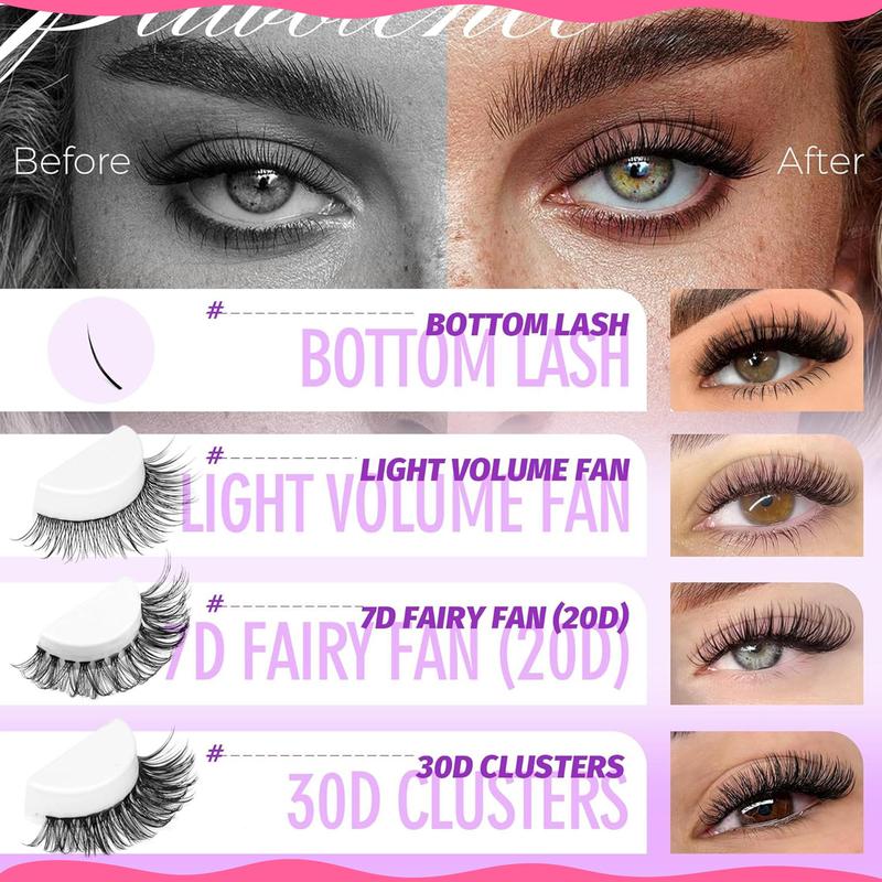 Mixed Length & Styles False Eyelashes Kit, 1 Box Natural Look Eyelash Extensions, Self Grafting Curl Eyelashes, Eye Makeup Enhancement False Eyelashes