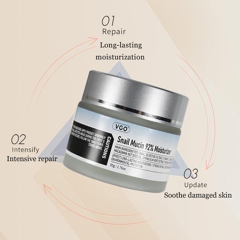 VGO Vitamin C Facial Serum and Snail Mucin 92% Moisturizer Daily Face GelCream for Dry & Sensitive Skin - Mild, Hyaluronic