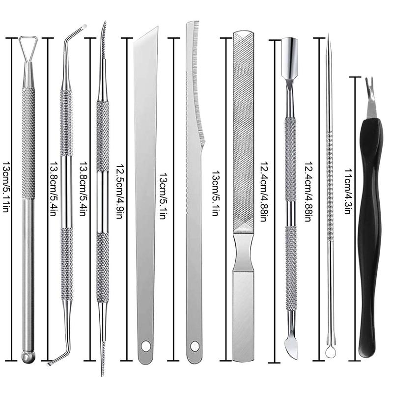 Ingrown Toenail Pedicure Tool Kit,  File and  Lifter Pusher Double-Sided  Manicure Kit Stainless Steel  Care  for  Correction Polish  (11  Set)