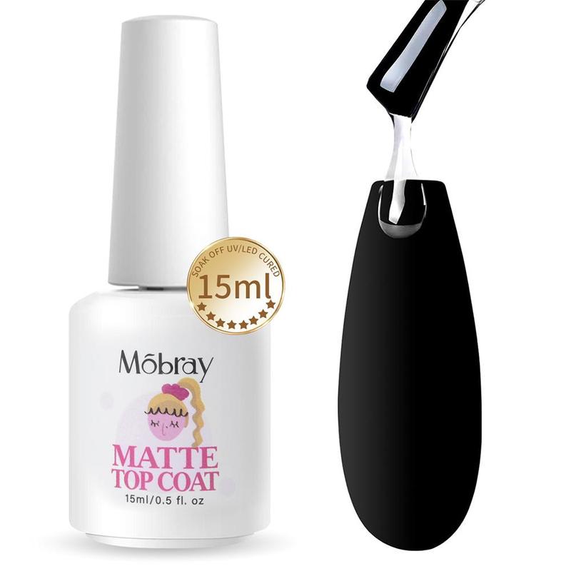 Matte Top Coat, 1 Box Long Lasting Nail Art Gel, UV LED Nail Art Gel Soak Off Gel Polish for Women & Girls Nail Salon and Family Daily Nail Styling Use