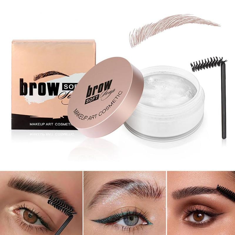 Soap brows kit, 2 pcs set eyebrow freeze styling wax, long-lasting eyebrows enhancer shaping clear tint gel, eye brow makeup balm pomade cosmetics (2PCs 01 #)