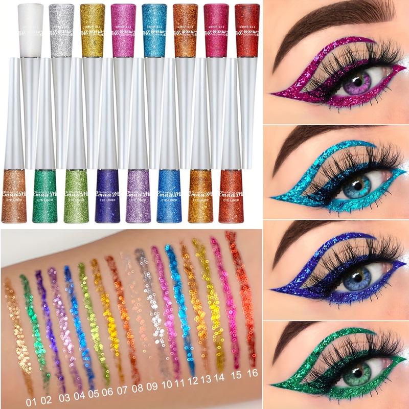 16-pack Glitter Powder Eyeliner Set Full Color Glitter Glitter Eye Shadow Brightening Liquid Party, Stage Makeup Makeup Tools Holiday Perfect Gift Cosmetics Gift Box Set