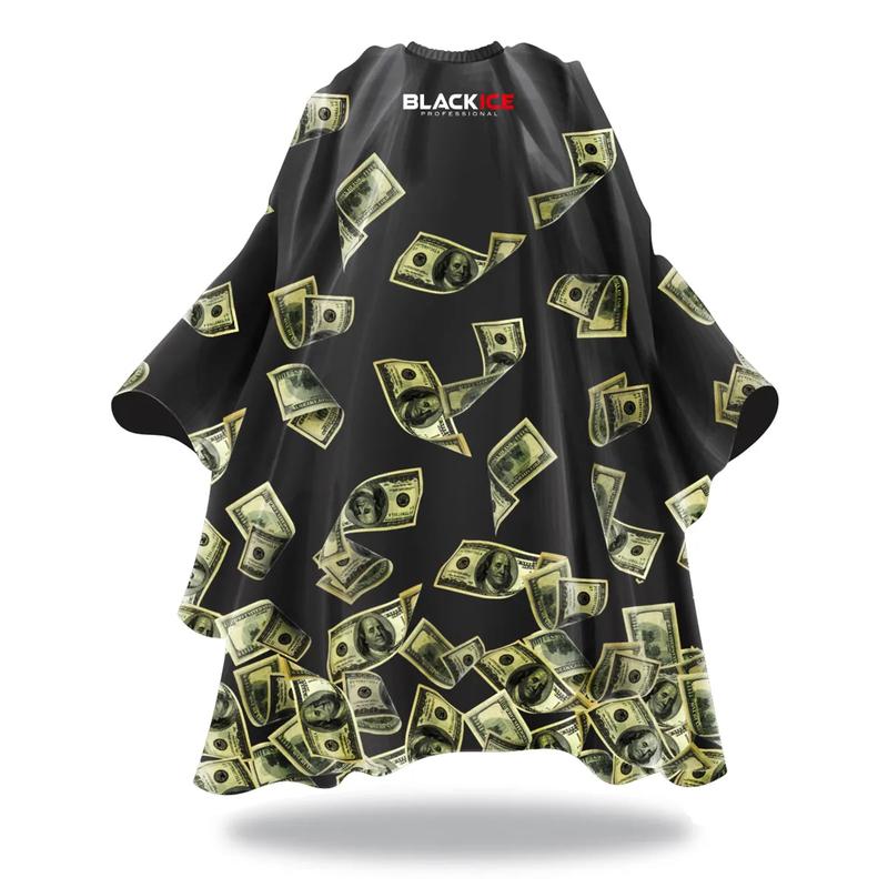 Black Ice Professional Premium Graphic Barber Cape - Money Shower