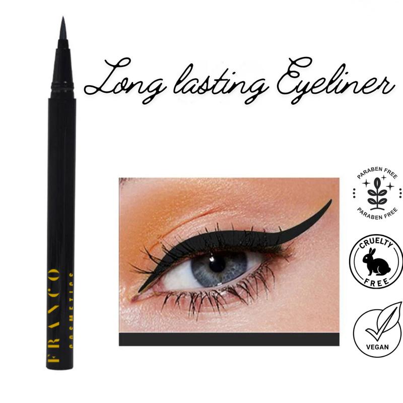 NEW? FRANCO COSMETICS Waterproof Liquid Eyeliner-BLACK Lipliner Makeup Longwear Smooth