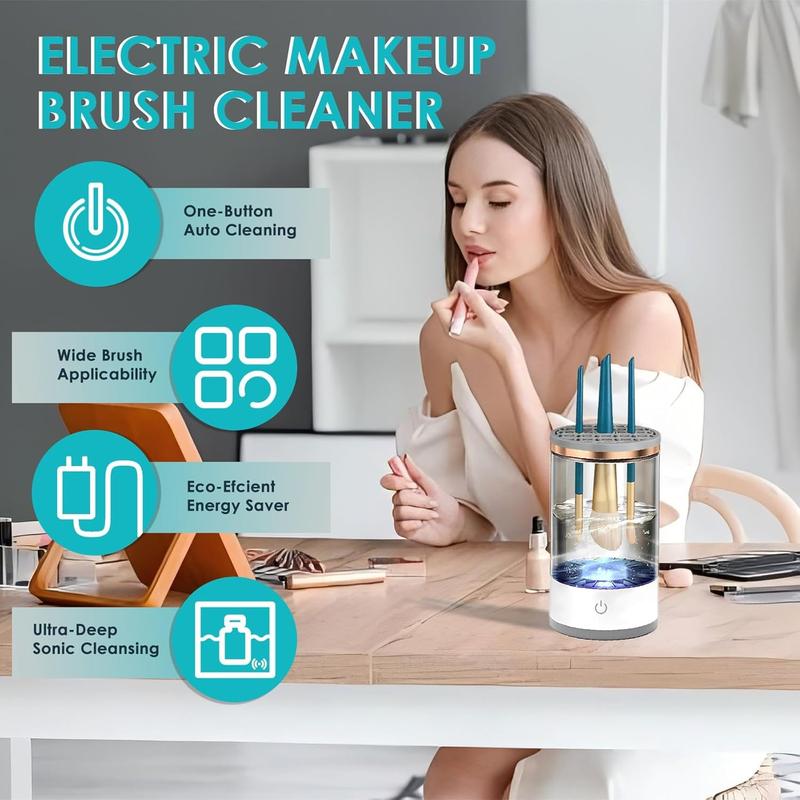 Electric Makeup Brush Cleaner - Makeup Brush Cleaner Machine with Brush Clean Mat, Quick Efficient Machine for Deep Cleaning All Types of Brushes Set for Makeup Lovers & Professionals (Black)