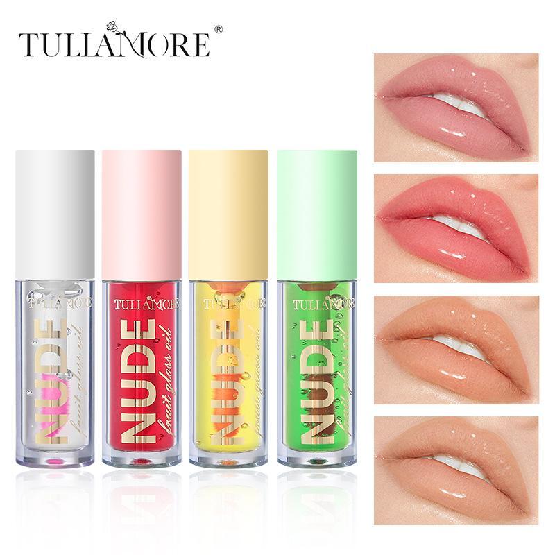 Fruit Pattern Moisturizing Lip Oil, Glossy Lip Care Lip Glaze Stick, Hydrating Plumping Lip Oil, Hydrating Lip Gloss, Nourishing Lip Plumper