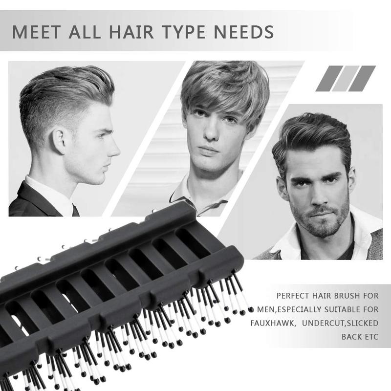 Vented Styling Brush with Ball-Tipped Bristles for Blow Drying Wet, Short, Curly, or Straight  for Men and Women (Black)