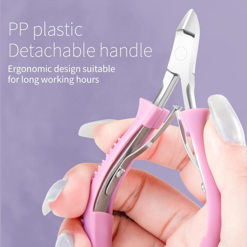 Stainless Steel Cuticle Nippers, Ergonomic Detachable Handle, Sharpening Blade Dead Skin Clipper for Manicure and Pedicure Care